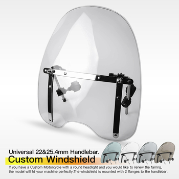 Parbriz motocicletă Harley-stil retro, 4mm acrilic de înaltă rezistență, suport din oțel inoxidabil, pliabil, rezistent la uzură, universal WS_CUST-UN-34000