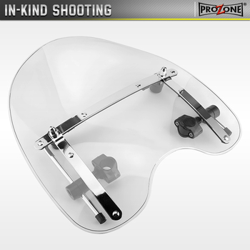 Parbriz motocicletă Harley-stil retro, 4mm acrilic de înaltă rezistență, suport din oțel inoxidabil, pliabil, rezistent la uzură, universal WS_CUST-UN-34000