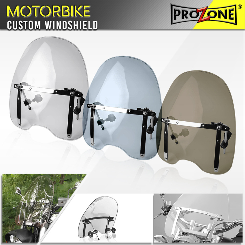 Parbriz motocicletă Harley-stil retro, 4mm acrilic de înaltă rezistență, suport din oțel inoxidabil, pliabil, rezistent la uzură, universal WS_CUST-UN-34000