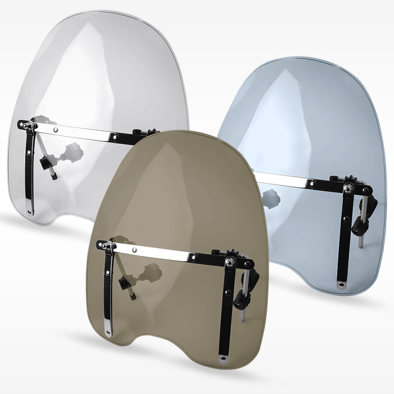 Parbriz motocicletă Harley-stil retro, 4mm acrilic de înaltă rezistență, suport din oțel inoxidabil, pliabil, rezistent la uzură, universal WS_CUST-UN-34000