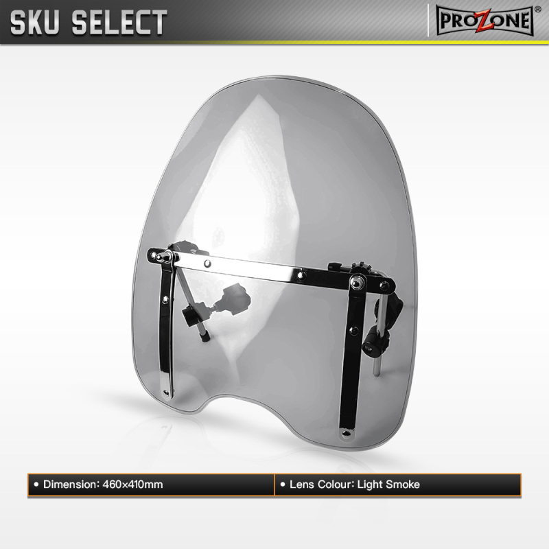 Parbriz motocicletă Harley-stil retro, 4mm acrilic de înaltă rezistență, suport din oțel inoxidabil, pliabil, rezistent la uzură, universal WS_CUST-UN-34000