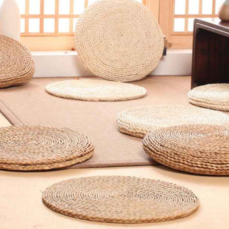 Perne de meditație din pai, umplutură EPE, pentru uz interior și exterior; modele: dungi, uni sau alt tip; stil: nou stil chinezesc; potrivită pentru living, birou, balcon