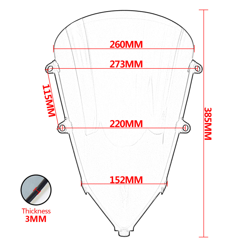 Prednja zaštita od vjetra za Honda CBR650R (2019-2025), PC plastika