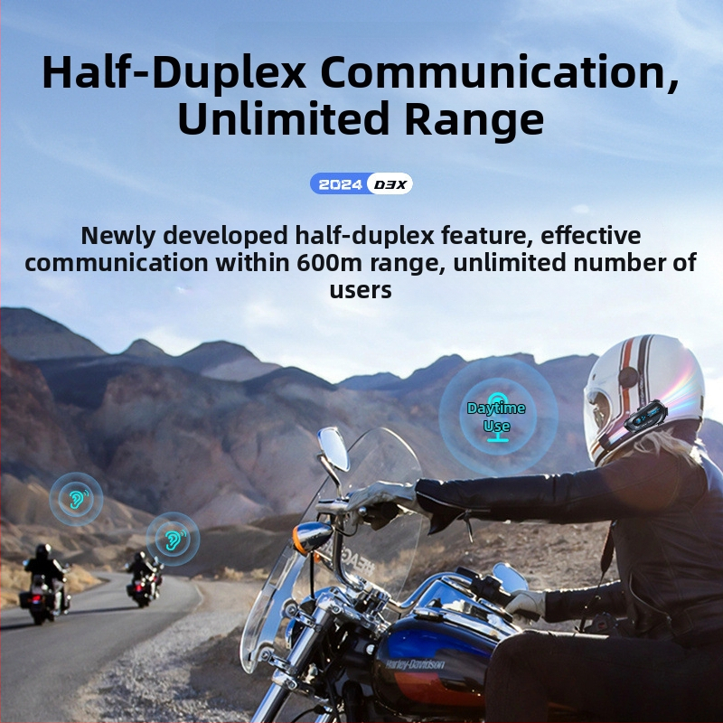 D3/D3X Cască Bluetooth pentru motocicletă – GPS cu voce offline, rezistentă la apă, baterie de 24h, Bluetooth 5.4, partajare muzică și intercom de grup