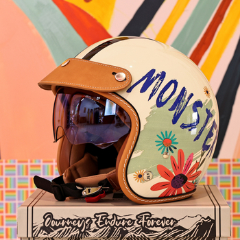 Retro kaciga za motocikl 3/4, unisex za cruisere, 3C certificiran, hlađenje kroz sve sezone, ABS