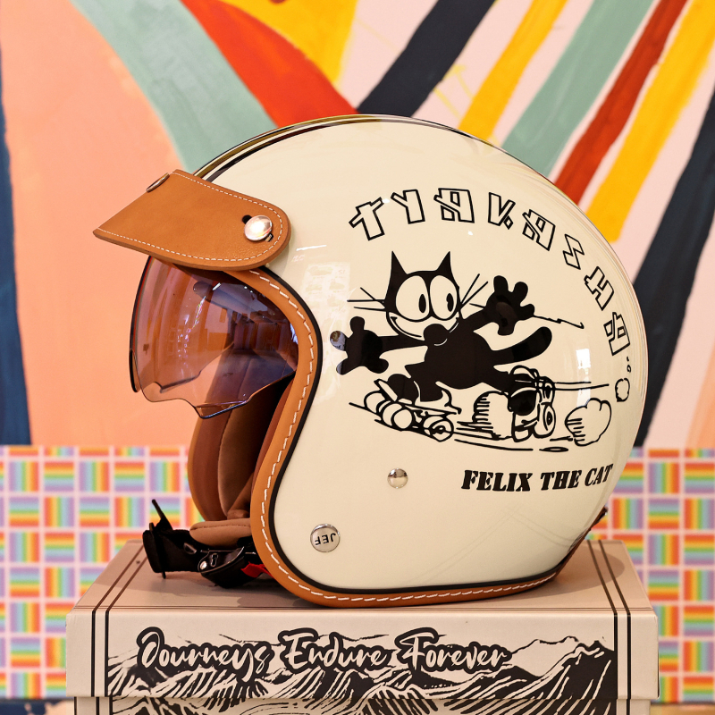 Retro kaciga za motocikl 3/4, unisex za cruisere, 3C certificiran, hlađenje kroz sve sezone, ABS