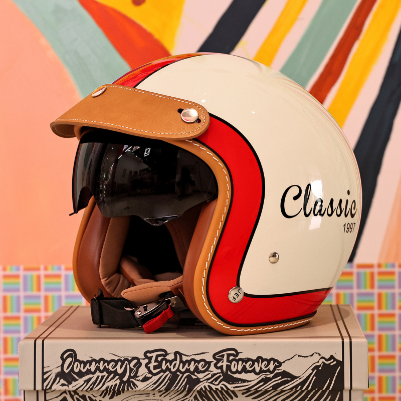 Retro kaciga za motocikl 3/4, unisex za cruisere, 3C certificiran, hlađenje kroz sve sezone, ABS