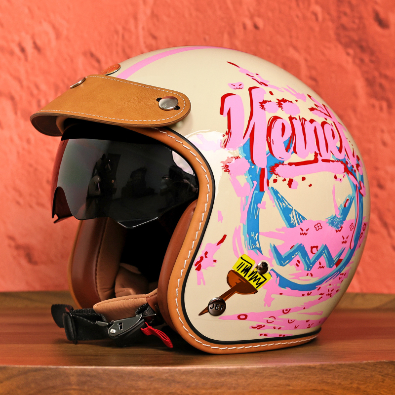 Retro kaciga za motocikl 3/4, unisex za cruisere, 3C certificiran, hlađenje kroz sve sezone, ABS