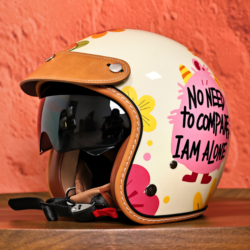 Retro kaciga za motocikl 3/4, unisex za cruisere, 3C certificiran, hlađenje kroz sve sezone, ABS