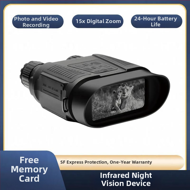Binokulárne zariadenie nočného videnia s 32 mm objektívom, 1–15× zväčšenie, dosah 800 m, batéria 3600 mAh