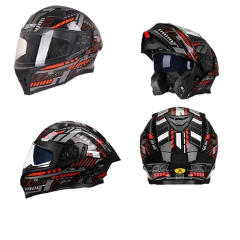 Kinyitható motorkerékpár sisak kettős vizorral, Bluetooth headset, ABS, 3C tanúsítvány (kód 2023011105535332)