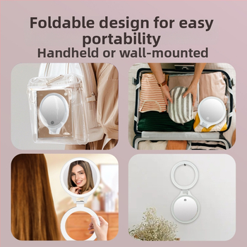 Prijenosno sklopivo LED ogledalo za šminkanje, stolni dizajn, ABS okvir, srebrno ogledalo, RM451 RM313