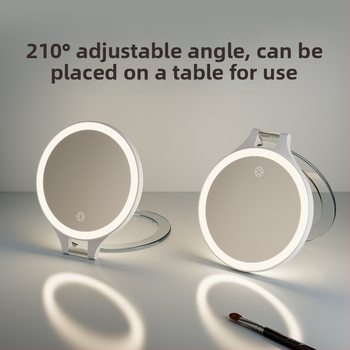 Prijenosno sklopivo LED ogledalo za šminkanje, stolni dizajn, ABS okvir, srebrno ogledalo, RM451 RM313