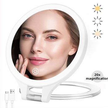 Prijenosno sklopivo LED ogledalo za šminkanje, stolni dizajn, ABS okvir, srebrno ogledalo, RM451 RM313