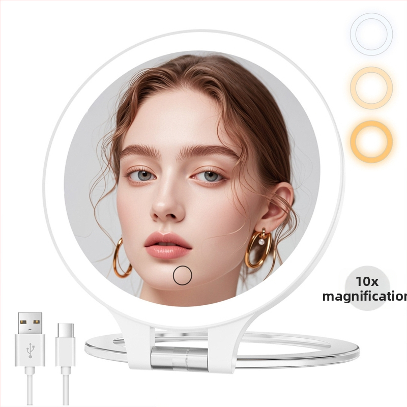 Prijenosno sklopivo LED ogledalo za šminkanje, stolni dizajn, ABS okvir, srebrno ogledalo, RM451 RM313