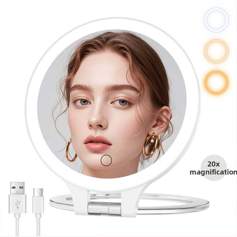 Prijenosno sklopivo LED ogledalo za šminkanje, stolni dizajn, ABS okvir, srebrno ogledalo, RM451 RM313