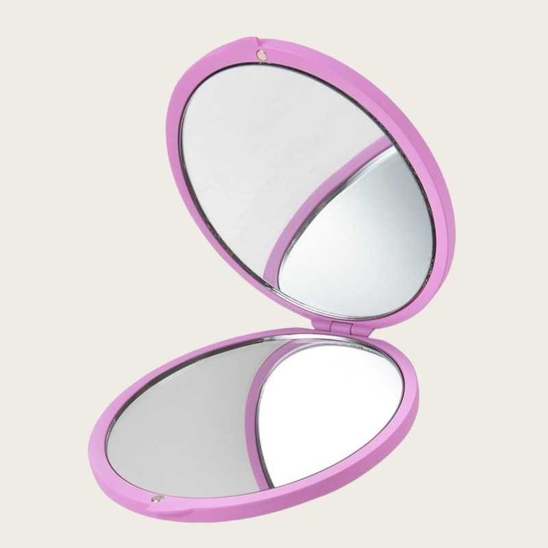 Sklopivo mini okruglo ogledalo za šminku s povećanjem 5x/7x/10x/15x; okvir od ABS-a, staklena leća; sadrži ravno ogledalo i povećalo.