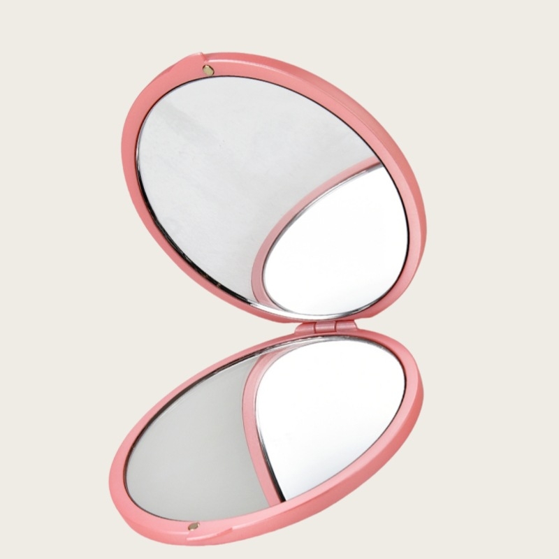 Sklopivo mini okruglo ogledalo za šminku s povećanjem 5x/7x/10x/15x; okvir od ABS-a, staklena leća; sadrži ravno ogledalo i povećalo.