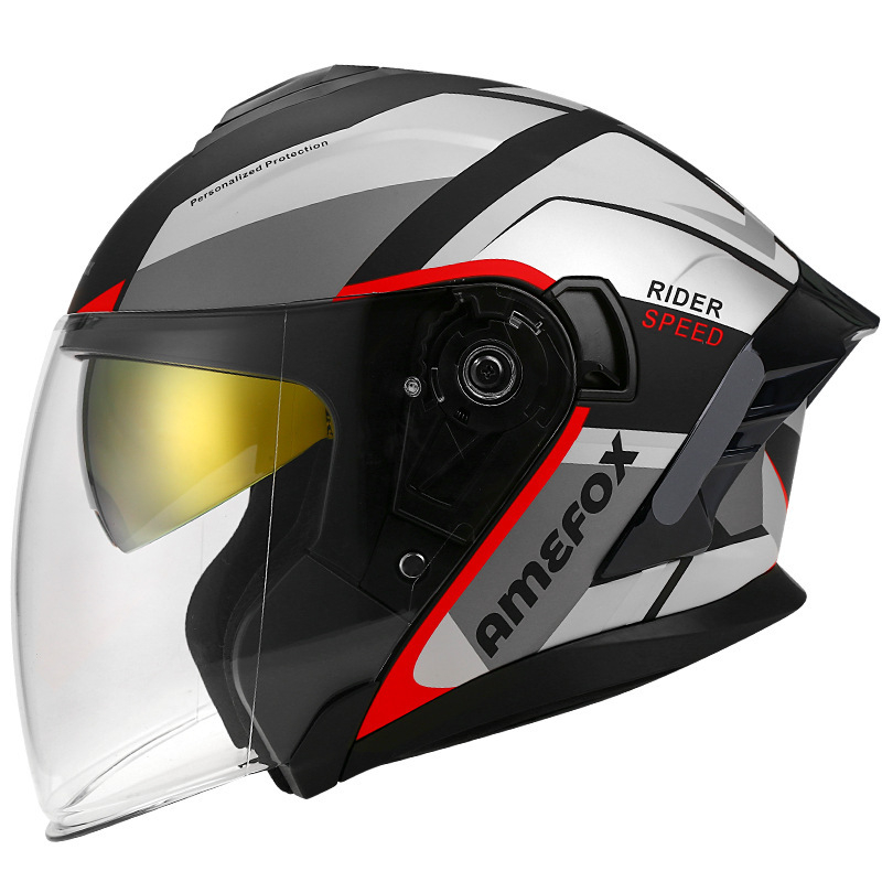 Kaciga za motocikl 3/4 s dvostrukim vizirima, ABS plast