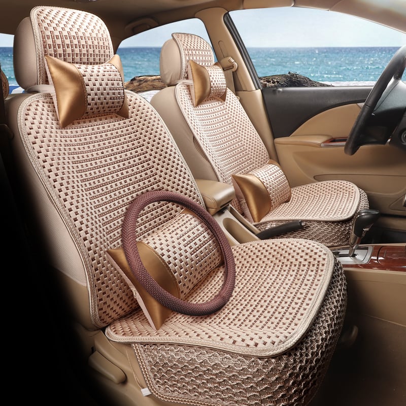 Navlaka za sjedište automobila, Ice Silk tkanina, Sve sezone, Jednostavan stil, Punilo od špongije
