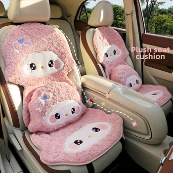 Sada podložiek do auta – roztomilé 3D plyšové karikatúry, bavlna, bez výplne, zimná viacdielna sada