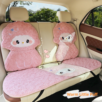 Sada podložiek do auta – roztomilé 3D plyšové karikatúry, bavlna, bez výplne, zimná viacdielna sada