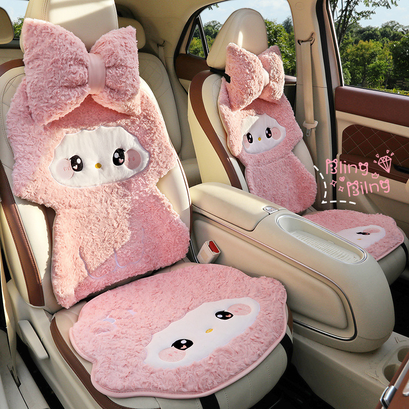 Set de perne pentru scaunele auto – personaje drăguțe 3D pluș, bumbac, fără umplutură, set de iarnă cu mai multe părți