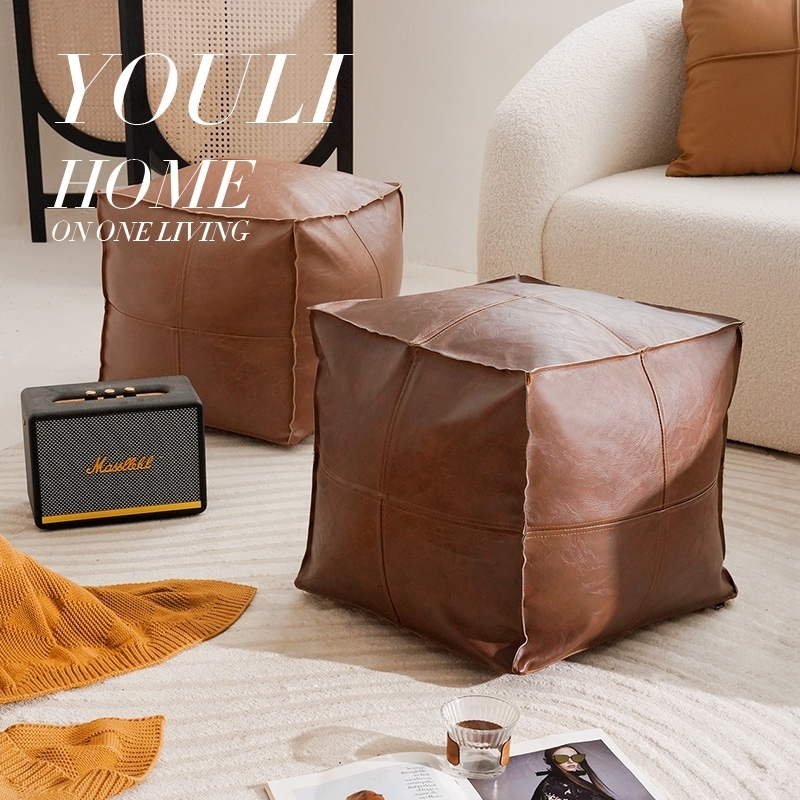 Marokanski pouf-ottoman za cipele, ležerni naslonjač s kožnim spremištem, tatami, skandinavski stil