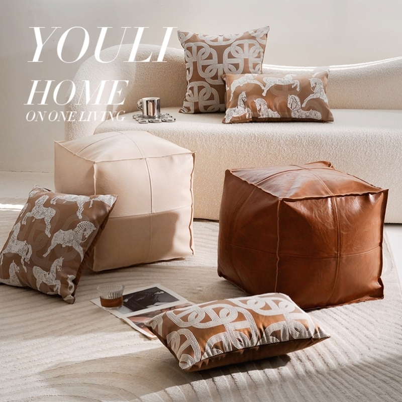 Marokanski pouf-ottoman za cipele, ležerni naslonjač s kožnim spremištem, tatami, skandinavski stil