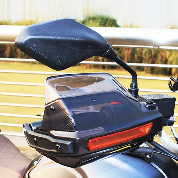 Protecție pentru ghidon de motocicletă cu parbriz și LED, material PP-PC
