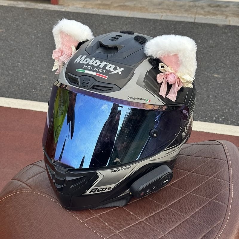 Dekor mačjih ušiju za kacigu za motocikl s kacigom za cijelo lice, Velcro brzo otpuštanje