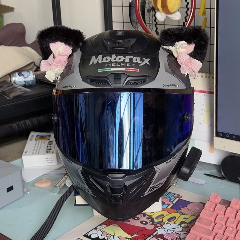 Dekor mačjih ušiju za kacigu za motocikl s kacigom za cijelo lice, Velcro brzo otpuštanje