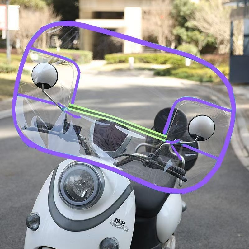 Sklopivi prednji štitnik za električni skuter i motocikl, PVC, HD prozirnost, kompatibilan s retrovizorima