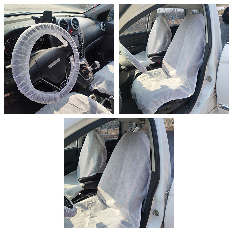 Trodjelni jednokratni set navlaka za sjedalice i navlaku za volan od netkanog materijala, univerzalna prilagodba, zaštita od prašine i prljavštine