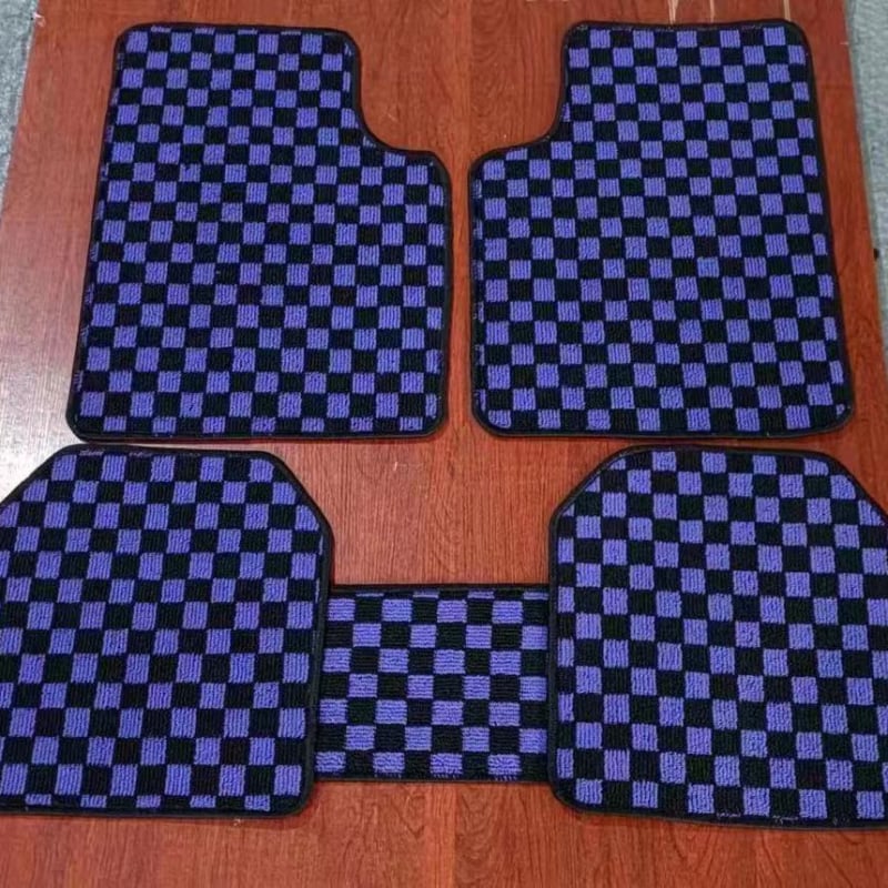 Автомобилни подови стелки и килими – Loop Velvet Plaid Mosaic дизайн, универсален комплект от пет части; материал: химическо влакно; печат на лого наличен; персонализиране.