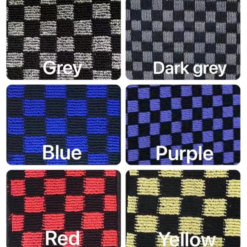 Автомобилни подови стелки и килими – Loop Velvet Plaid Mosaic дизайн, универсален комплект от пет части; материал: химическо влакно; печат на лого наличен; персонализиране.