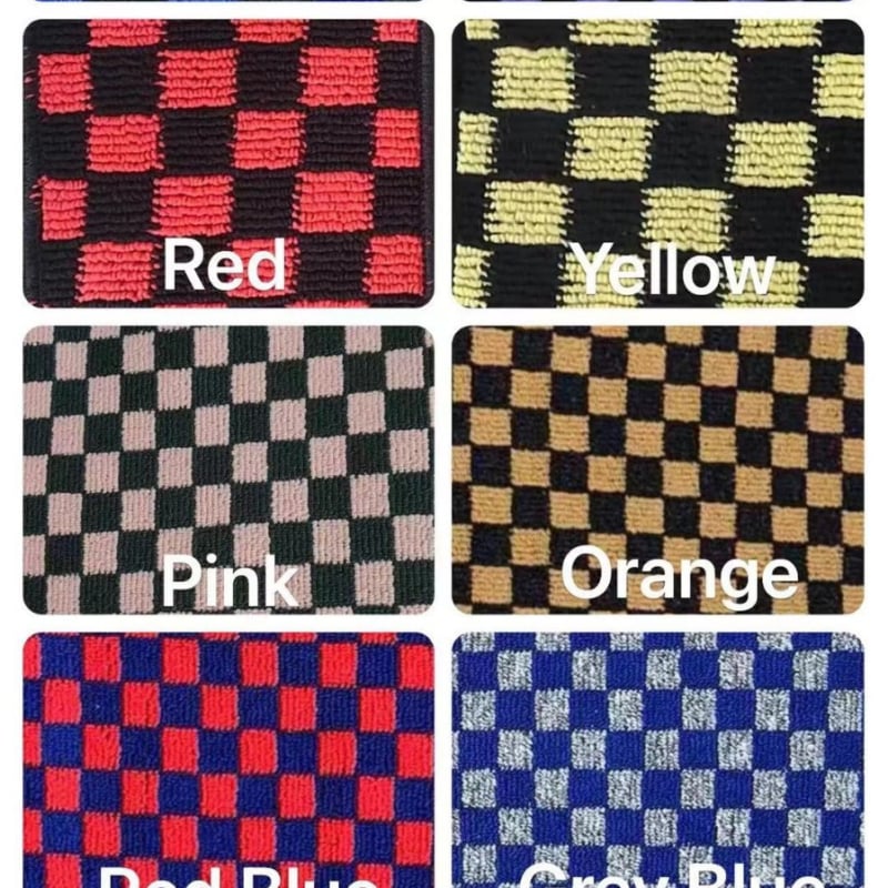 Автомобилни подови стелки и килими – Loop Velvet Plaid Mosaic дизайн, универсален комплект от пет части; материал: химическо влакно; печат на лого наличен; персонализиране.