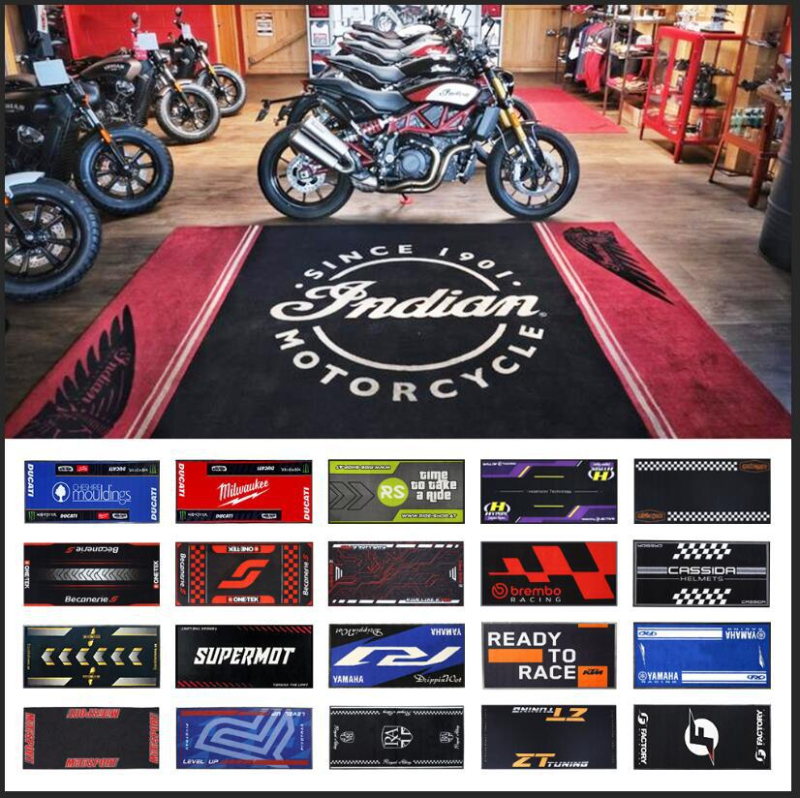 Prilagođene podloge za Harley i Honda motocikle, materijal: najlon i poliester, karirani uzorak, moderni minimalistički stil.