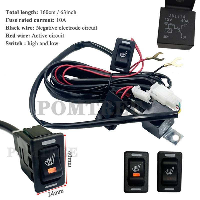 POMTREE Univerzális autóülés fűtő párna – 12V, 25W ötvözet szálas fűtőelem, karbon szálas felület, rocker kapcsoló