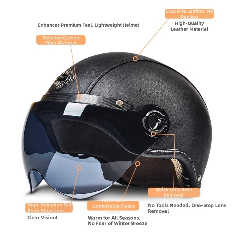 AD električna kaciga za motocikl, unisex, sve sezone, retro polukaciga, ABS, 3C certifikat, 2020091105020080