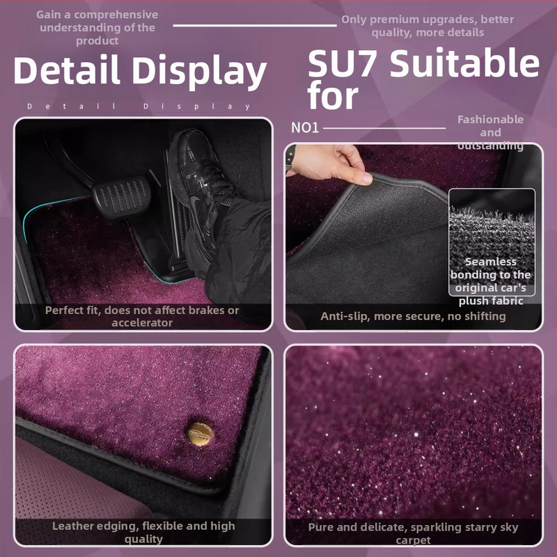 TPE autokoberce pre Xiaomi SU7 – plné pokrytie s hviezdnou oblohou z veluru, špecifické pre vozidlo, bez loga