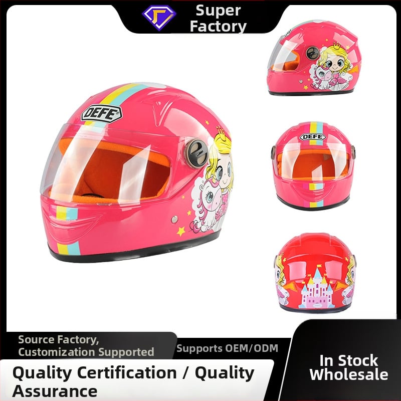 Dječja kaciga za električna vozila, kaciga s potpunom zaštitom lica, protiv zamagljivanja, materijal: inženjerske plastike, marka Defe/Dengfeng, mogućnost prilagođavanja.