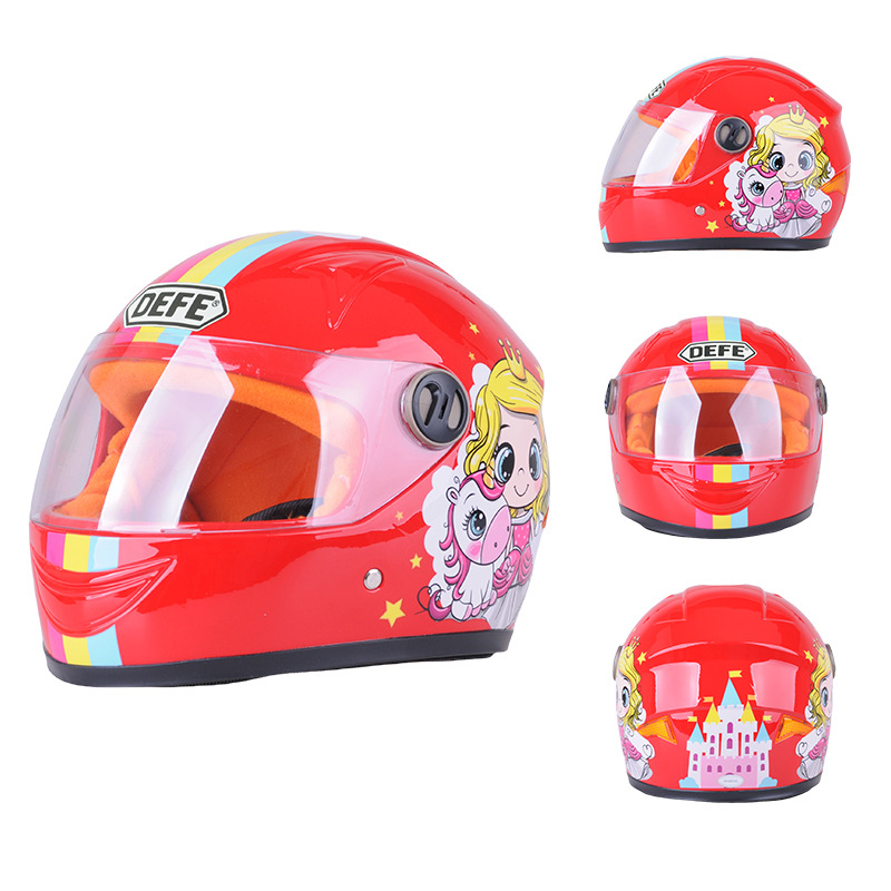 Dječja kaciga za električna vozila, kaciga s potpunom zaštitom lica, protiv zamagljivanja, materijal: inženjerske plastike, marka Defe/Dengfeng, mogućnost prilagođavanja.