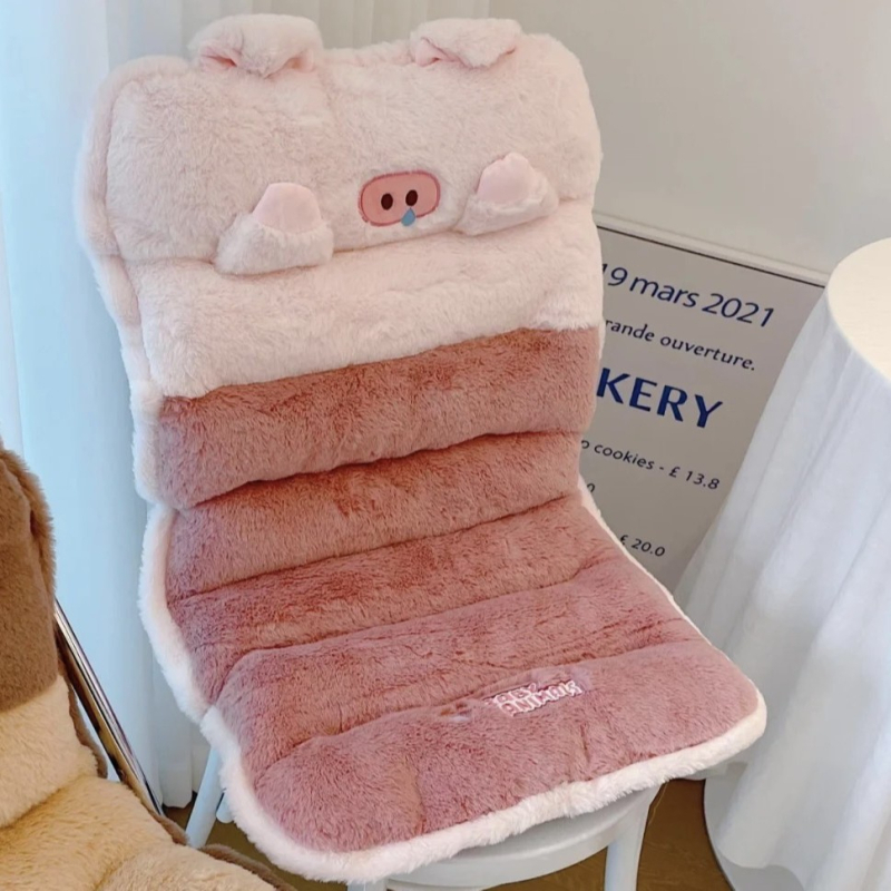 Pernă pentru scaun din material pluș, umplutură PP bumbac, imprimeu cu animale drăguțe, suport lombar integrat, ediție de iarnă 2023, personalizabil.