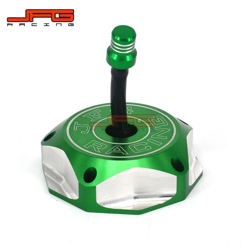 Kawasaki terepmotorokhoz készült üzemanyag-tank sapka (KX250/KX450F/KLX450R/KFX450) a JFG-től - Modell: 401; Használat: Retrofit; Alkalmazható modellek: Kawasaki