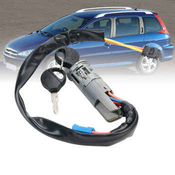 Leoda încuietoare de ușă auto cu 3 cilindri, cheie de aprindere și capac rezervor, 2 chei, pentru Peugeot 206 (1998–)