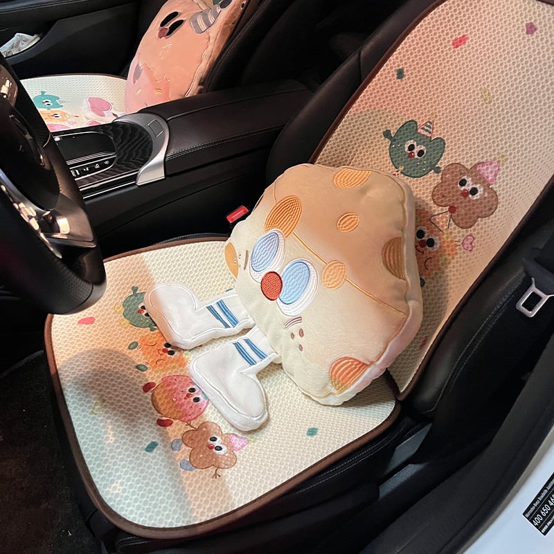 Perne de șezut auto – stil desen animat plat, universal pentru toate anotimpurile, suprafață din mătase rece, personalizabilă