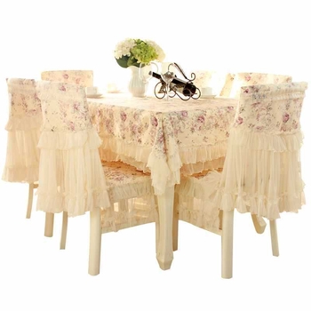 Set huse pentru scaune din dantelă, formă ovală, rezistent la uzură, model floral (Material: Dantelă; Formă: Ovală; Funcție: Rezistent la uzură; Model: Flori)