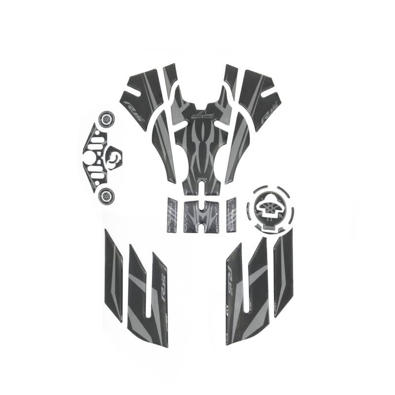 Set de autocolante pentru rezervor Yamaha YZF-R15 V3 cu placă superioară din fibră de carbon și autocolante laterale