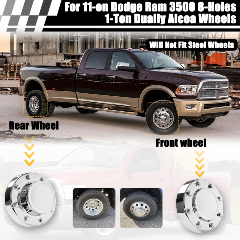 Zaštitne kapice za poklopce kotača Dodge Ram 2011–2016 – Materijal: Plastika – Univerzalna kompatibilnost (Materijal: Plastika; Pogodni modeli: 2011–2016 Dodge Ram; Tip: poklopci za kotače)
